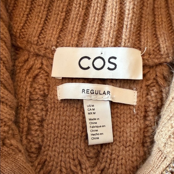 COS Tan Cable Knit Zip Up Sweater Vest - Picture 2 of 5
